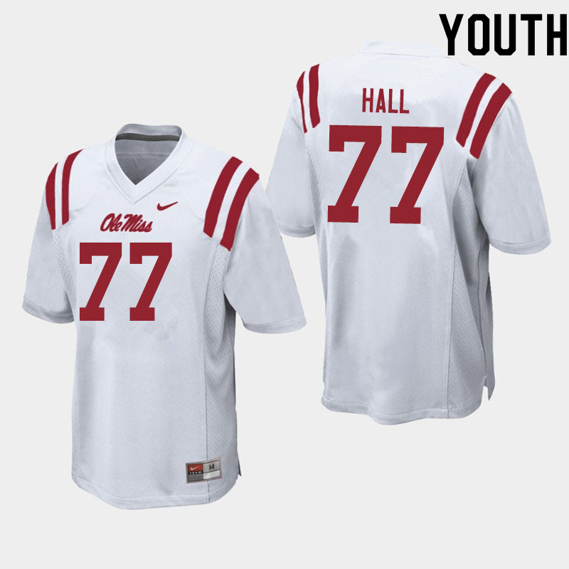 Hamilton Hall Ole Miss Rebels NCAA Youth White #77 Stitched Limited College Football Jersey SAY0058BW